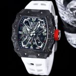 RICHARD MILLE RM 35-03 Series White Strap Black Carbon Fiber case Watch
